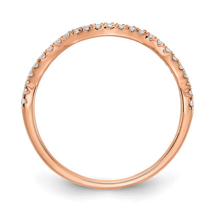 14K Roségold Wedding Ring mit konturiertem Labor-Diamant, VS/SI+ G+, 0,ct