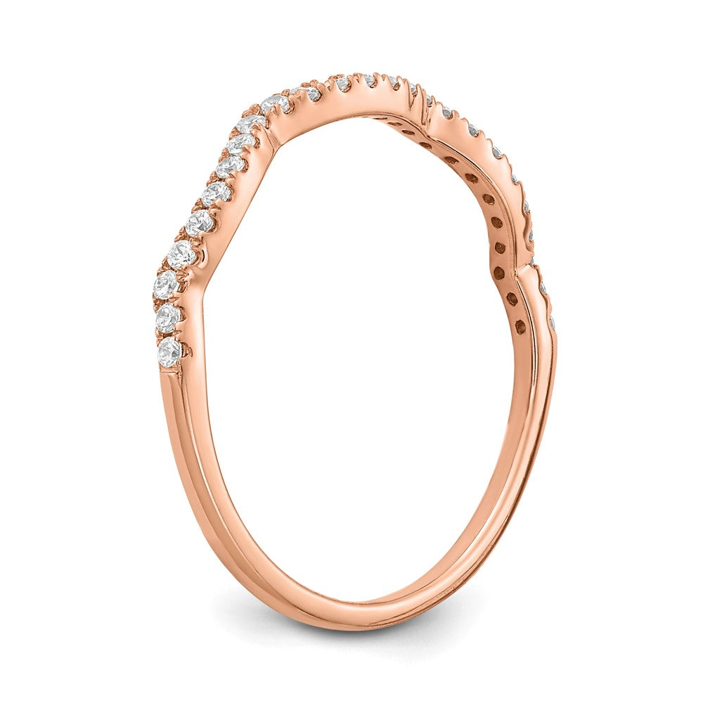 14K Roségold Wedding Ring mit konturiertem Labor-Diamant, VS/SI+ G+, 0,ct