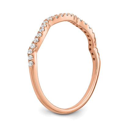 14K Roségold Wedding Ring mit konturiertem Labor-Diamant, VS/SI+ G+, 0,ct