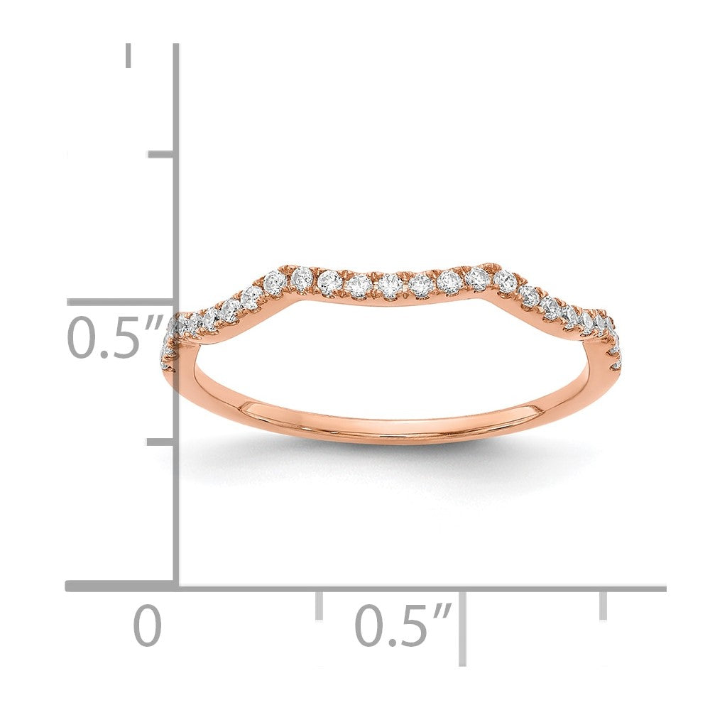 14K Roségold Wedding Ring mit konturiertem Labor-Diamant, VS/SI+ G+, 0,ct