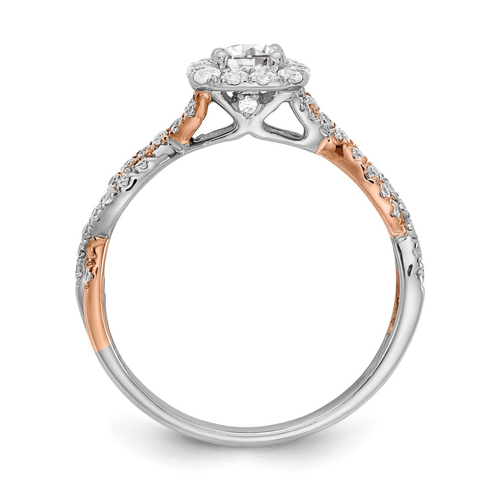 14K Bicolor Verlobungsring mit quadratischer Halo-Fassung und VS/SI+ G+ Laborgezüchteten Diamanten