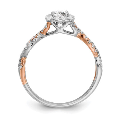 14K Bicolor Verlobungsring mit quadratischer Halo-Fassung und VS/SI+ G+ Laborgezüchteten Diamanten