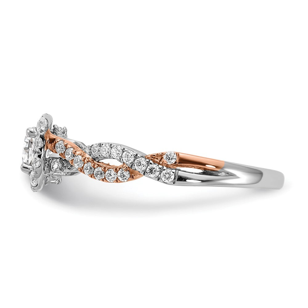 14K Bicolor Verlobungsring mit quadratischer Halo-Fassung und VS/SI+ G+ Laborgezüchteten Diamanten
