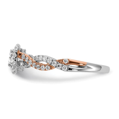 14K Bicolor Verlobungsring mit quadratischer Halo-Fassung und VS/SI+ G+ Laborgezüchteten Diamanten