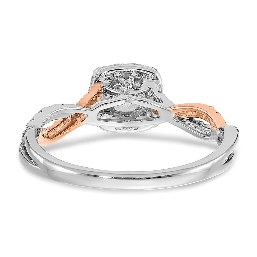14K Bicolor Verlobungsring mit quadratischer Halo-Fassung und VS/SI+ G+ Laborgezüchteten Diamanten