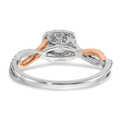 14K Bicolor Verlobungsring mit quadratischer Halo-Fassung und VS/SI+ G+ Laborgezüchteten Diamanten