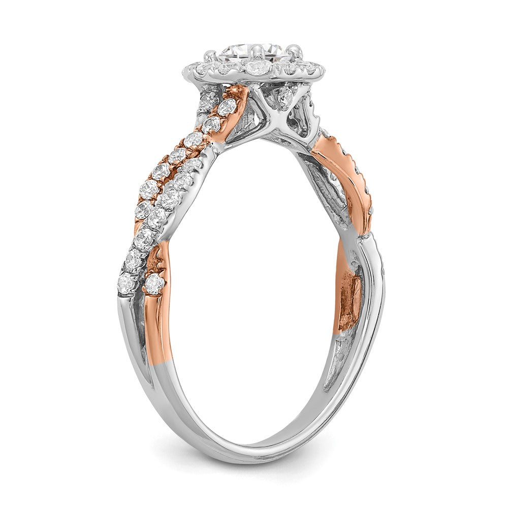 14K Bicolor Verlobungsring mit quadratischer Halo-Fassung und VS/SI+ G+ Laborgezüchteten Diamanten