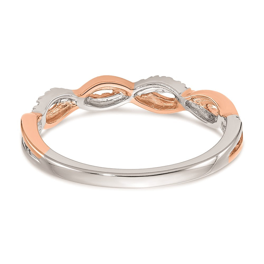 14K Weiß- und Roségold Ehering mit echten Diamanten in Twist-Design