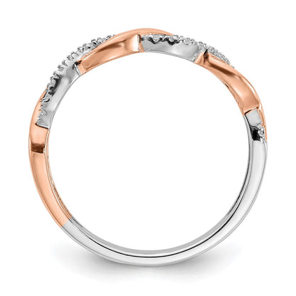 14K Bicolor Rosé- und Weißgold Ehering mit 0,125 ct. im Labor gezüchteten Diamanten, VS/SI+ G+