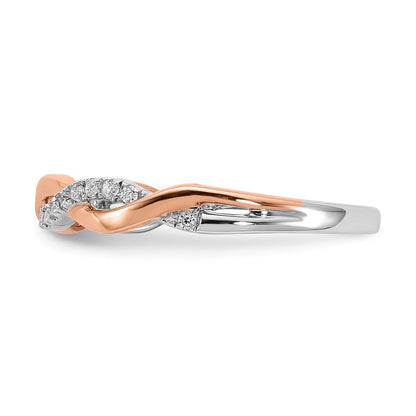 14K Bicolor Rosé- und Weißgold Ehering mit 0,125 ct. im Labor gezüchteten Diamanten, VS/SI+ G+