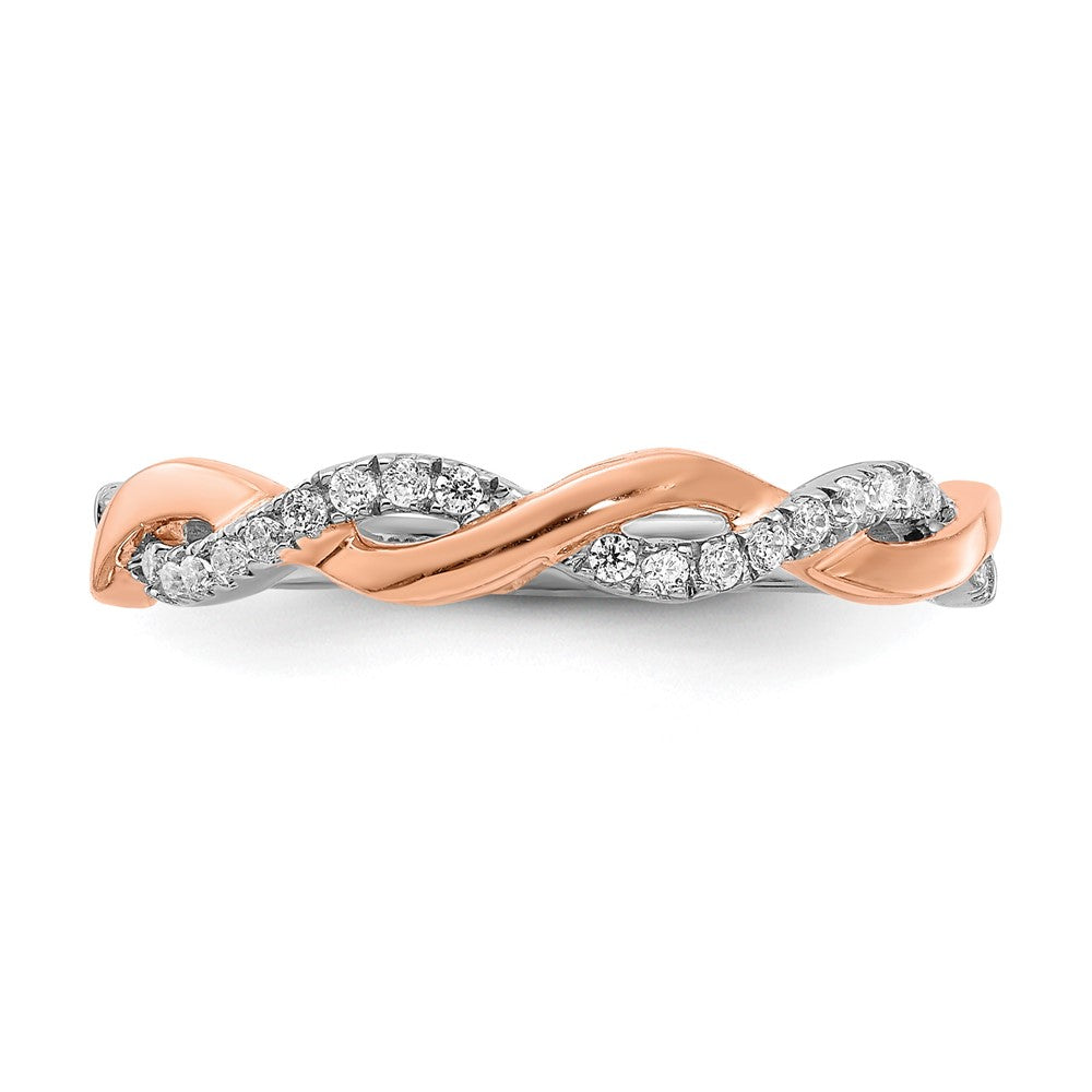 14K Bicolor Rosé- und Weißgold Ehering mit 0,125 ct. im Labor gezüchteten Diamanten, VS/SI+ G+