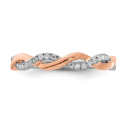 14K Bicolor Rosé- und Weißgold Ehering mit 0,125 ct. im Labor gezüchteten Diamanten, VS/SI+ G+