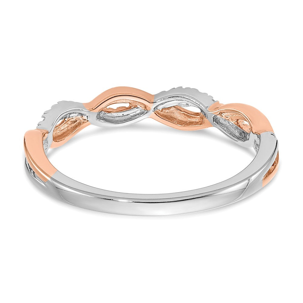 14K Bicolor Rosé- und Weißgold Ehering mit 0,125 ct. im Labor gezüchteten Diamanten, VS/SI+ G+