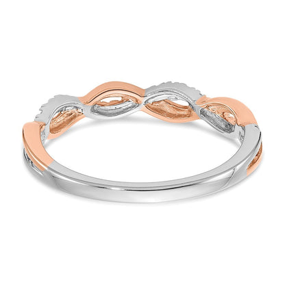 14K Bicolor Rosé- und Weißgold Ehering mit 0,125 ct. im Labor gezüchteten Diamanten, VS/SI+ G+