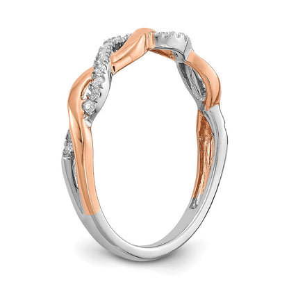14K Bicolor Rosé- und Weißgold Ehering mit 0,125 ct. im Labor gezüchteten Diamanten, VS/SI+ G+