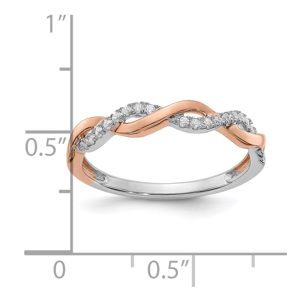 14K Bicolor Rosé- und Weißgold Ehering mit 0,125 ct. im Labor gezüchteten Diamanten, VS/SI+ G+