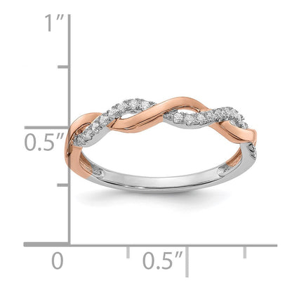 14K Bicolor Rosé- und Weißgold Ehering mit 0,125 ct. im Labor gezüchteten Diamanten, VS/SI+ G+