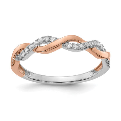 14K Bicolor Rosé- und Weißgold Ehering mit 0,125 ct. im Labor gezüchteten Diamanten, VS/SI+ G+
