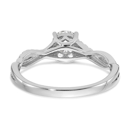 14K Weißgold Kreuz (holds 1/2 Karat (5.2mm) Rund Mittig) 1/8 Diamant Halbfassung Verlobungsring