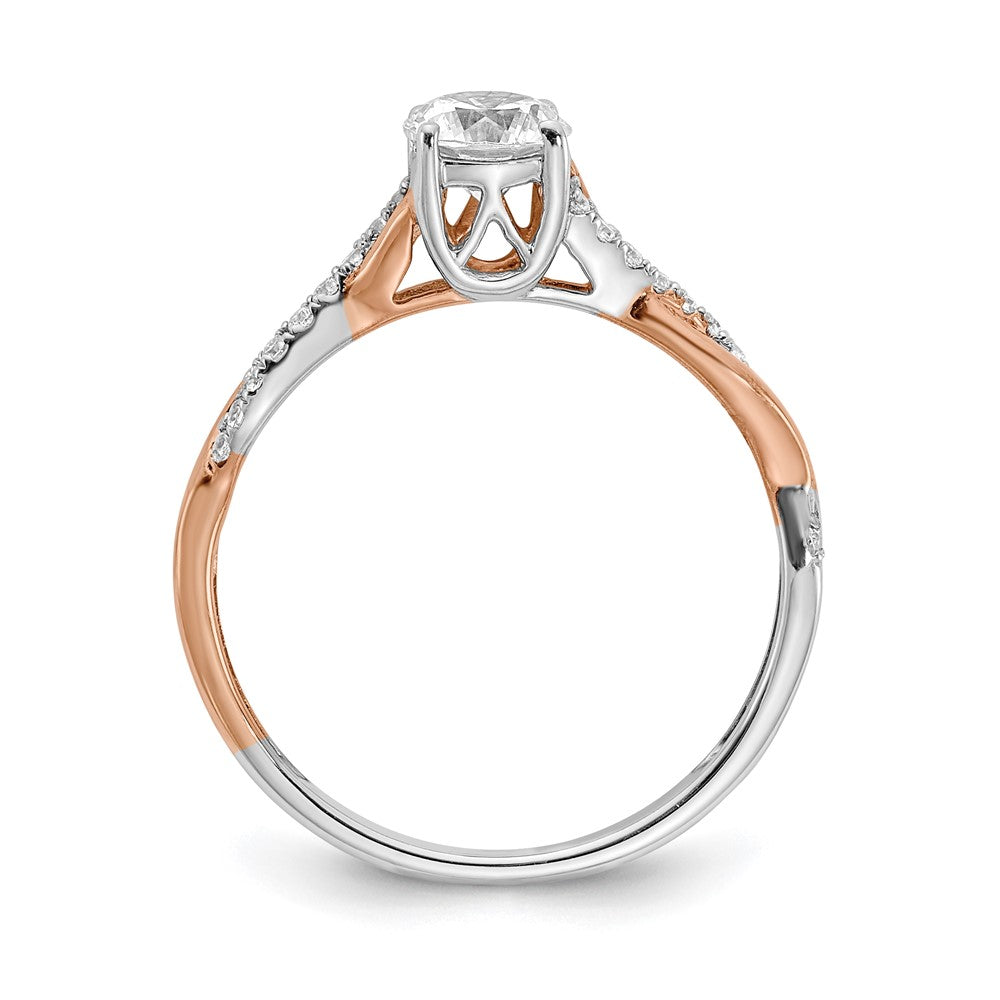 14K Bicolor Rosé- und Weißgold 0,625 ct. Labordiamant VS/SI+ G+ Kompletter Verlobungsring
