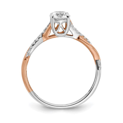 14K Bicolor Rosé- und Weißgold 0,625 ct. Labordiamant VS/SI+ G+ Kompletter Verlobungsring