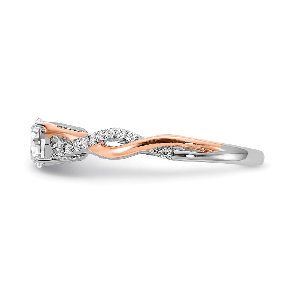 14K Bicolor Rosé- und Weißgold 0,625 ct. Labordiamant VS/SI+ G+ Kompletter Verlobungsring