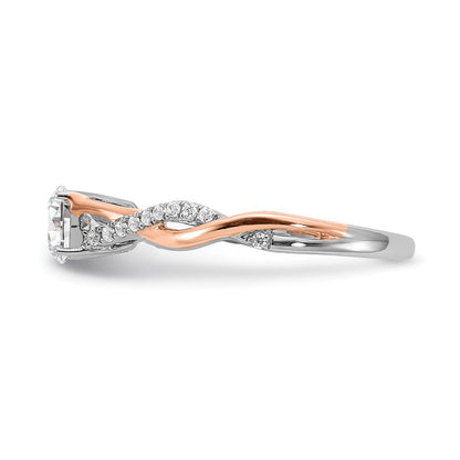 14K Bicolor Rosé- und Weißgold 0,625 ct. Labordiamant VS/SI+ G+ Kompletter Verlobungsring