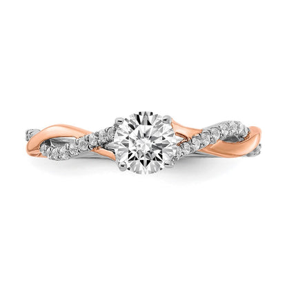 14K Bicolor Rosé- und Weißgold 0,625 ct. Labordiamant VS/SI+ G+ Kompletter Verlobungsring