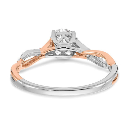 14K Bicolor Rosé- und Weißgold 0,625 ct. Labordiamant VS/SI+ G+ Kompletter Verlobungsring