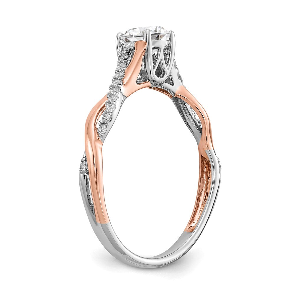 14K Bicolor Rosé- und Weißgold 0,625 ct. Labordiamant VS/SI+ G+ Kompletter Verlobungsring