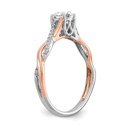 14K Bicolor Rosé- und Weißgold 0,625 ct. Labordiamant VS/SI+ G+ Kompletter Verlobungsring