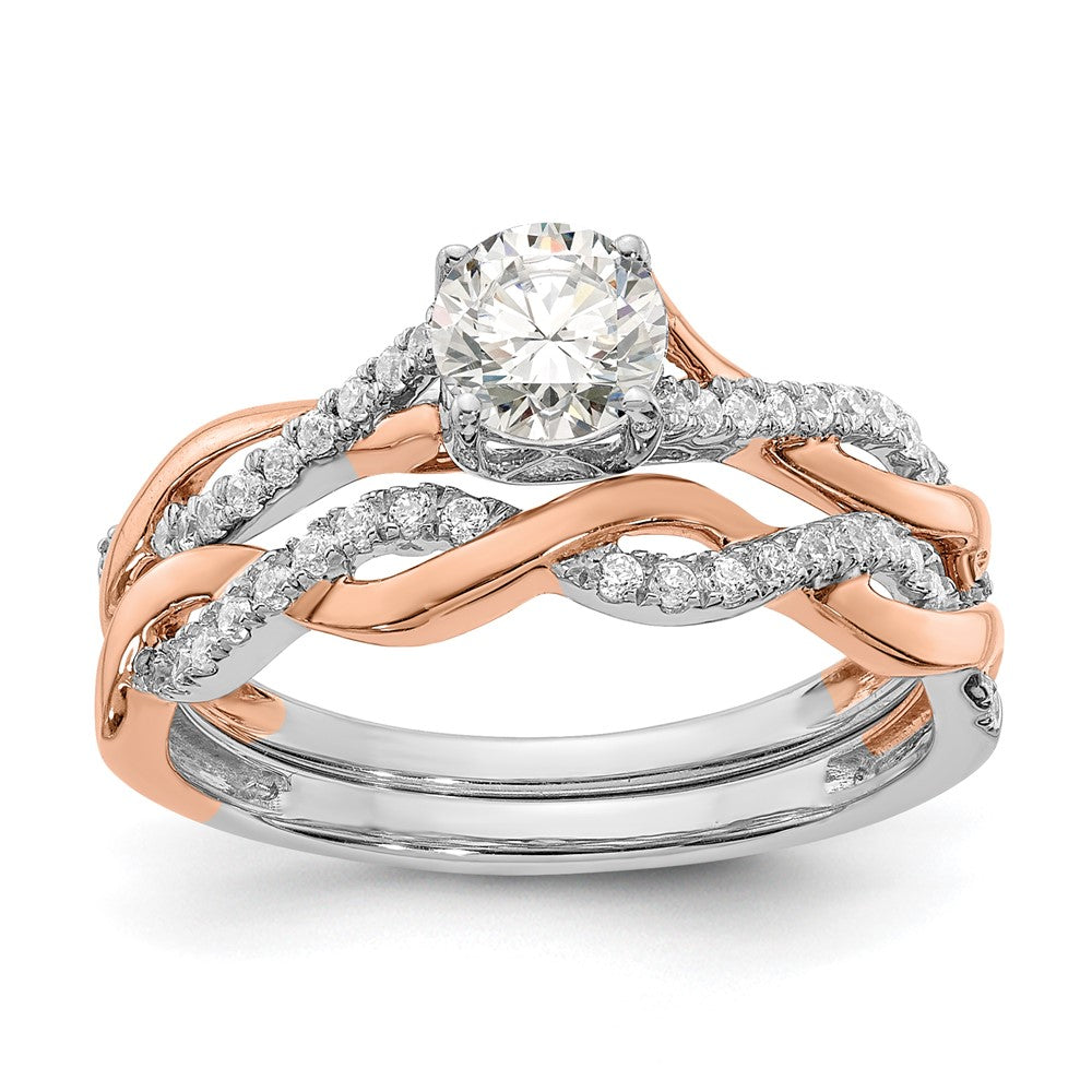 14K Bicolor Rosé- und Weißgold 0,625 ct. Labordiamant VS/SI+ G+ Kompletter Verlobungsring