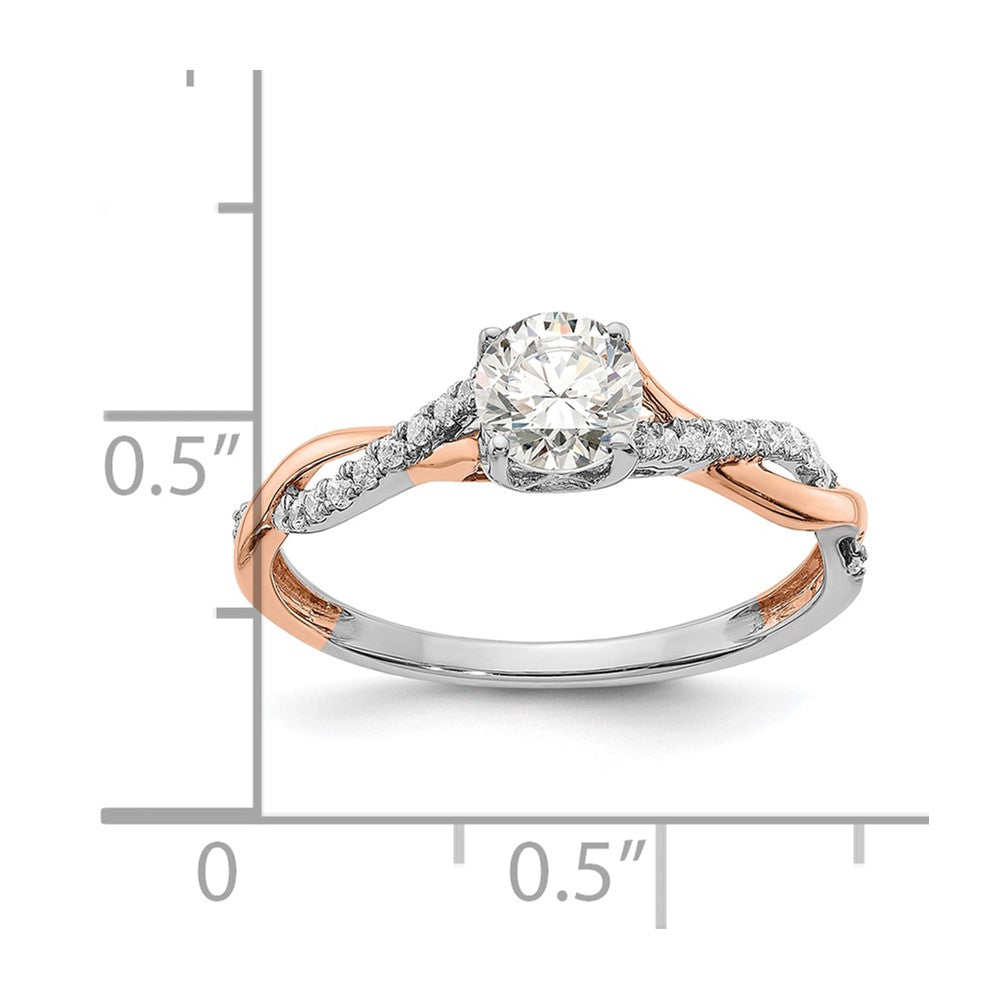 14K Bicolor Rosé- und Weißgold 0,625 ct. Labordiamant VS/SI+ G+ Kompletter Verlobungsring