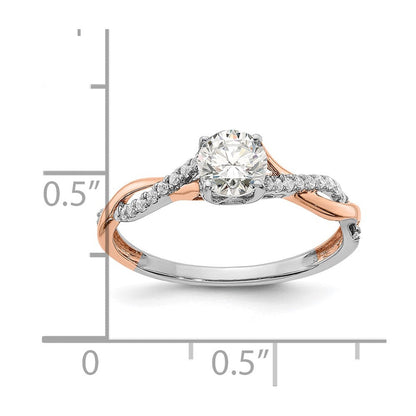 14K Bicolor Rosé- und Weißgold 0,625 ct. Labordiamant VS/SI+ G+ Kompletter Verlobungsring