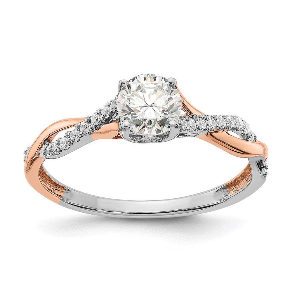 14K Bicolor Rosé- und Weißgold 0,625 ct. Labordiamant VS/SI+ G+ Kompletter Verlobungsring
