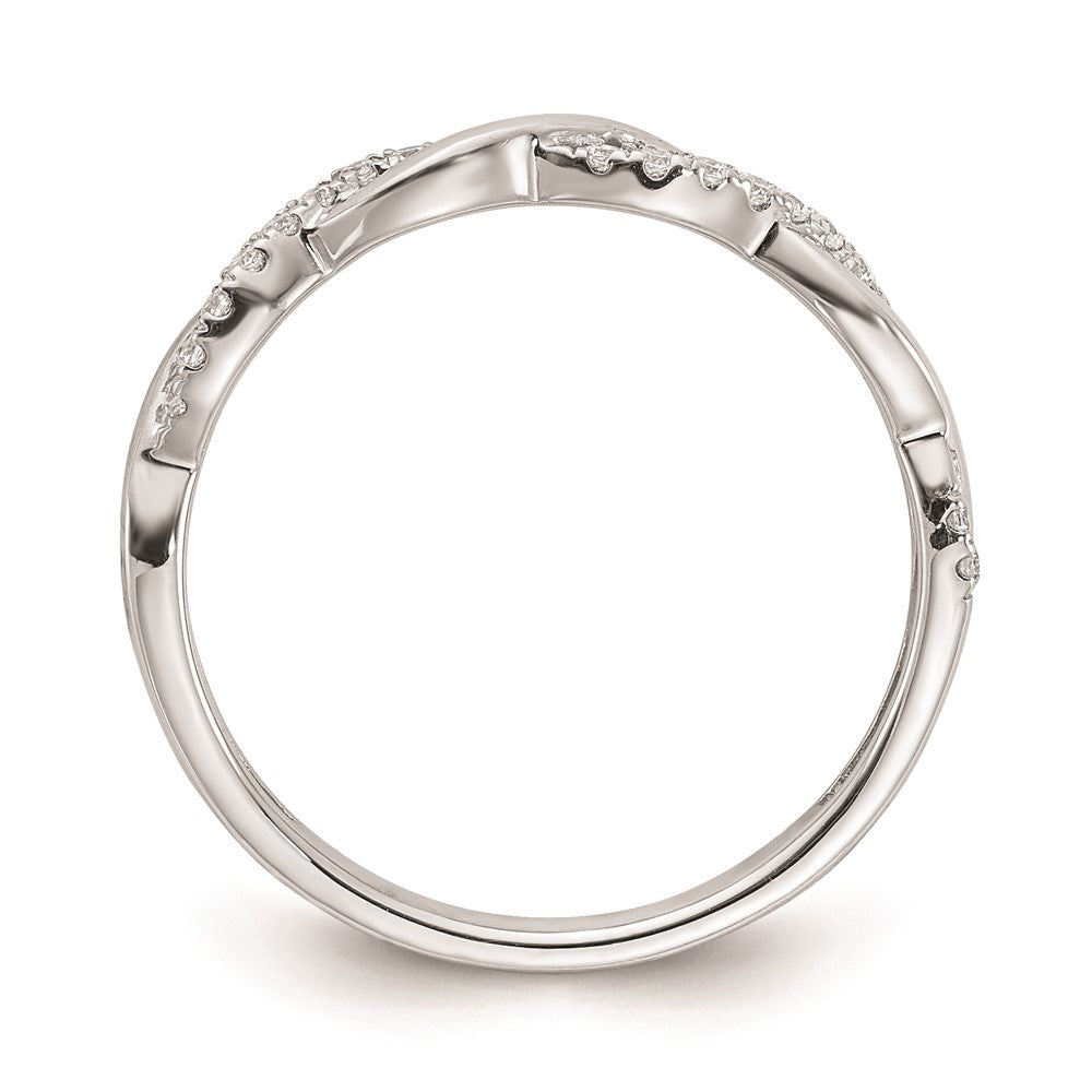 14K Weißgold Ehering mit echtem Diamant und Twist-Design