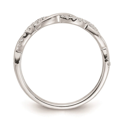 14K Weißgold Ehering mit echtem Diamant und Twist-Design