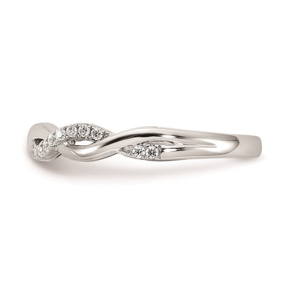 14K Weißgold Ehering mit echtem Diamant und Twist-Design