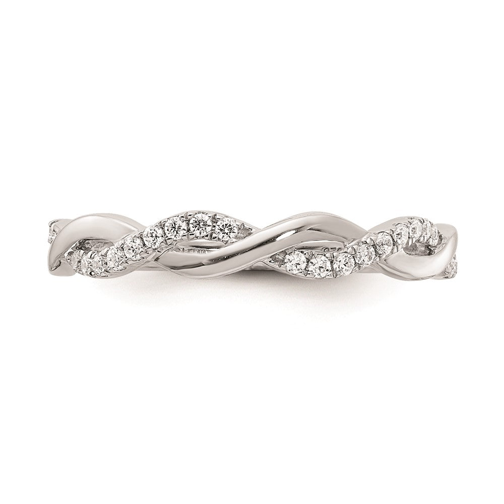 14K Weißgold Ehering mit echtem Diamant und Twist-Design