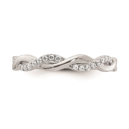14K Weißgold Ehering mit echtem Diamant und Twist-Design