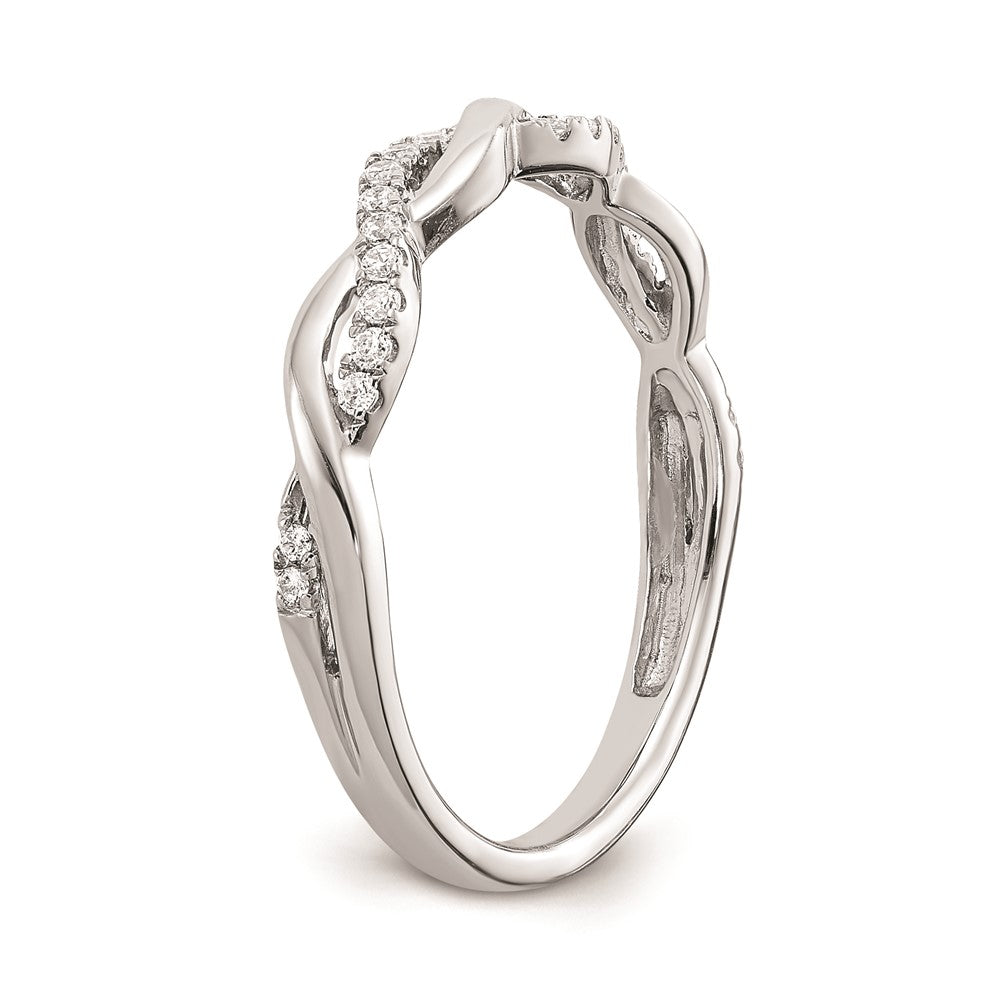 14K Weißgold Ehering mit echtem Diamant und Twist-Design