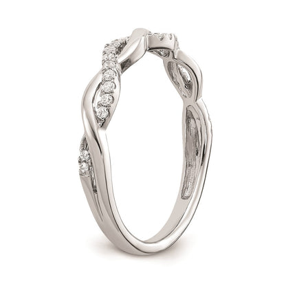 14K Weißgold Ehering mit echtem Diamant und Twist-Design