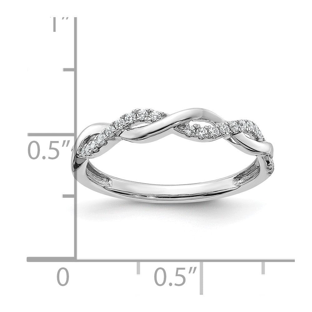 14K Weißgold Ehering mit echtem Diamant und Twist-Design