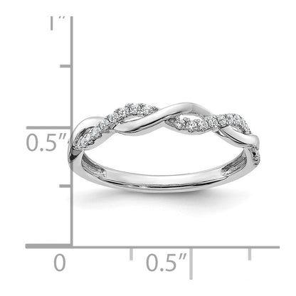 14K Weißgold Ehering mit echtem Diamant und Twist-Design