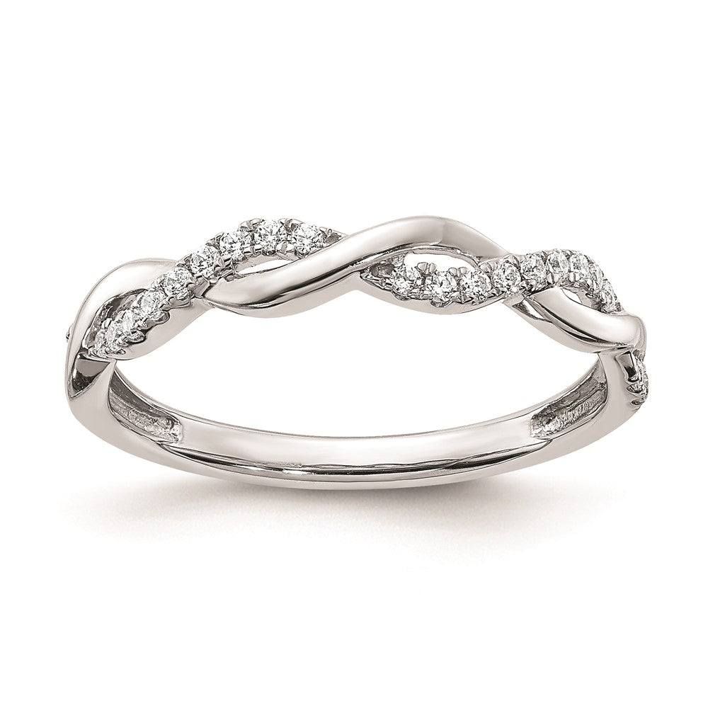 14K Weißgold Ehering mit echtem Diamant und Twist-Design