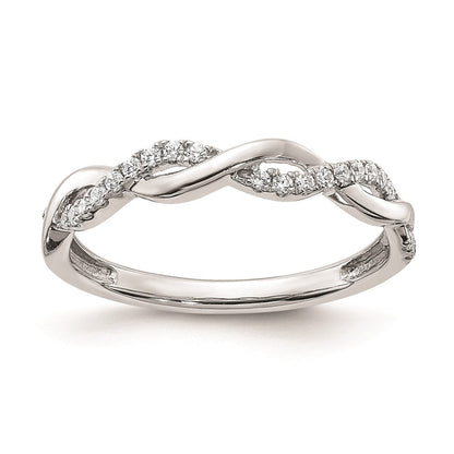 14K Weißgold Ehering mit echtem Diamant und Twist-Design