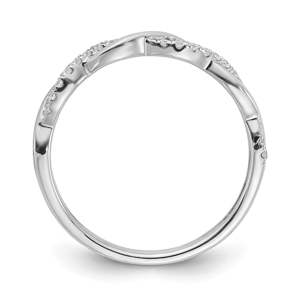 14K Weißgold Ehering mit 0,125 ct. Labor-gezüchteten Diamanten VS/SI+ G+, Twist-Design