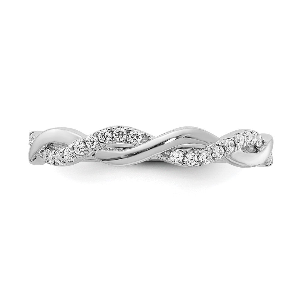 10K Weißgold 0,125 ct. Laborgezüchteter Diamant VS/SI+ G+ Twist Ehering