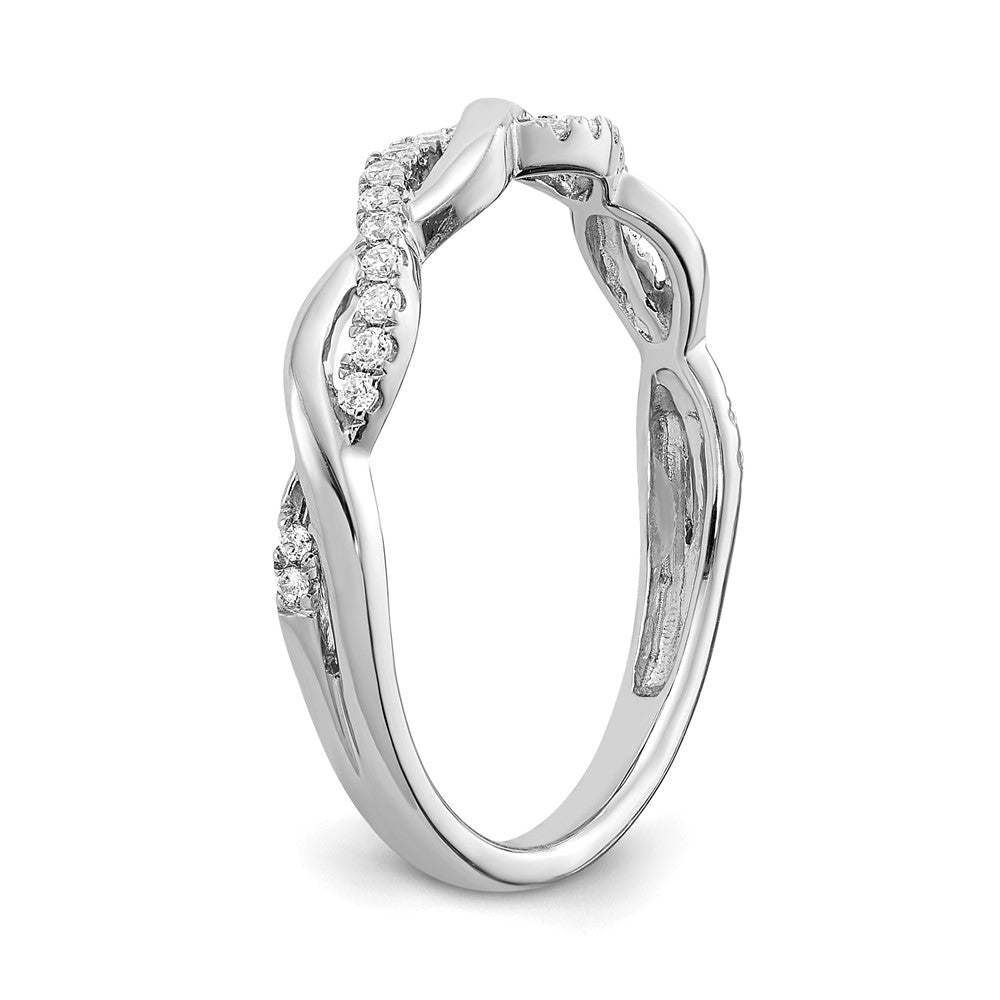 14K Weißgold Ehering mit 0,125 ct. Labor-gezüchteten Diamanten VS/SI+ G+, Twist-Design