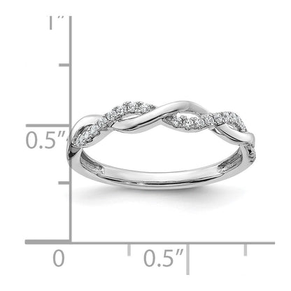 10K Weißgold 0,125 ct. Laborgezüchteter Diamant VS/SI+ G+ Twist Ehering